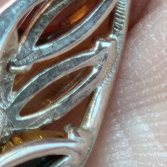 Sterling & Amber Hinged Earrings - Picture 4 of 8